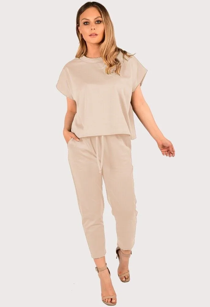 Boxy Short Sleeved Round Neck Two Piece Loungewear Tracksuit