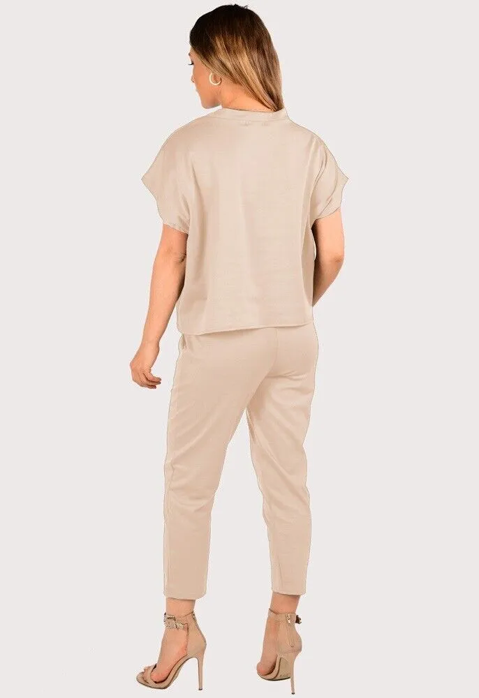 Boxy Short Sleeved Round Neck Two Piece Loungewear Tracksuit