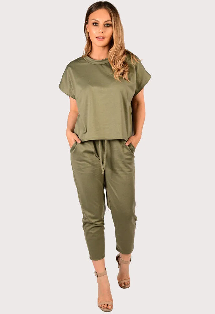 Boxy Short Sleeved Round Neck Two Piece Loungewear Tracksuit