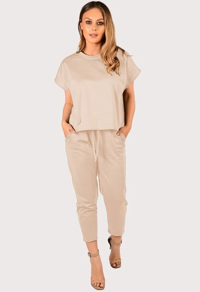 Boxy Short Sleeved Round Neck Two Piece Loungewear Tracksuit