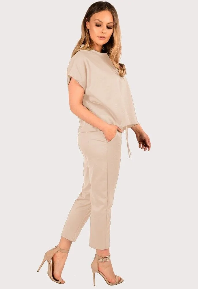 Boxy Short Sleeved Round Neck Two Piece Loungewear Tracksuit