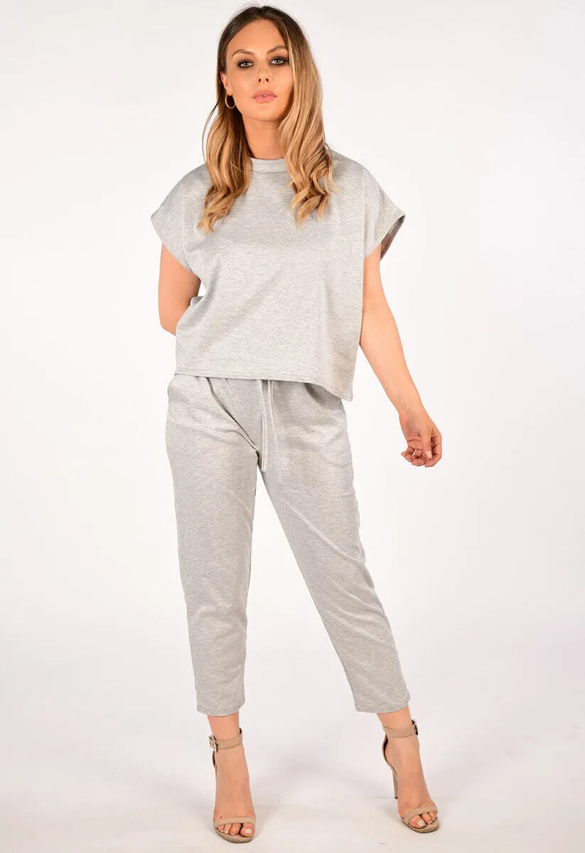 Boxy Short Sleeved Round Neck Two Piece Loungewear Tracksuit