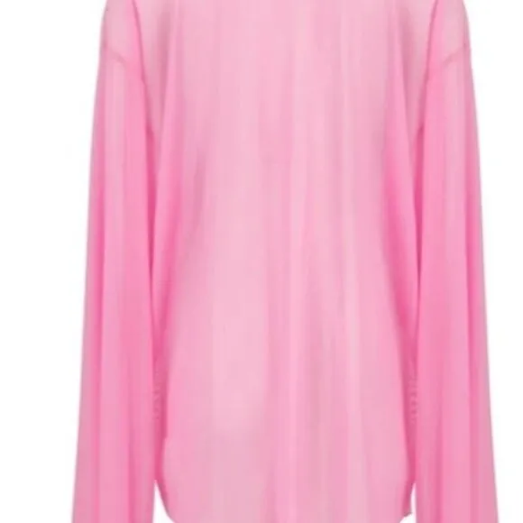BRAND NEW LAINA RAUMA SHEER RUFFLE PJ SET IN BUBBLEGUM PINK XL