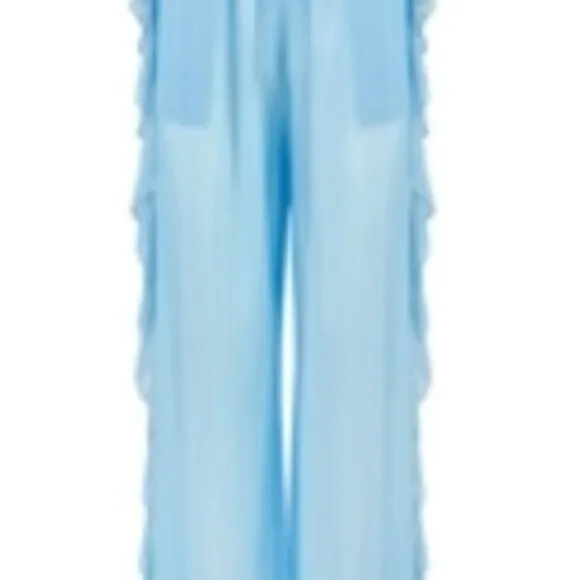 BRAND NEW LAINA RAUMA SKY BLUE SHEER RUFFLE PJ SET XL