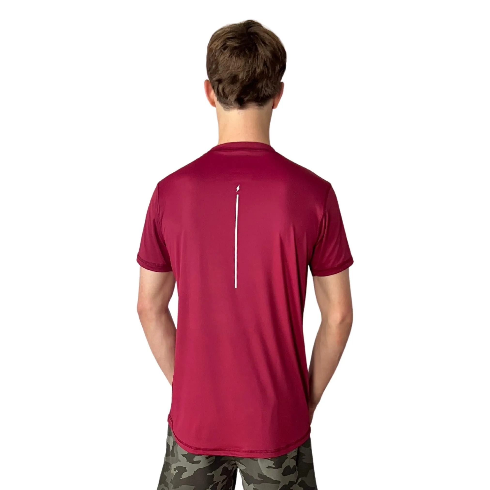 BRUCE BOLT Short Sleeve Performance T-Shirt with Reflective Bolt - MAROON
