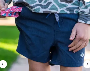 Burlebo | YOUTH Athletic Short | Heather Navy - American Flag Liner