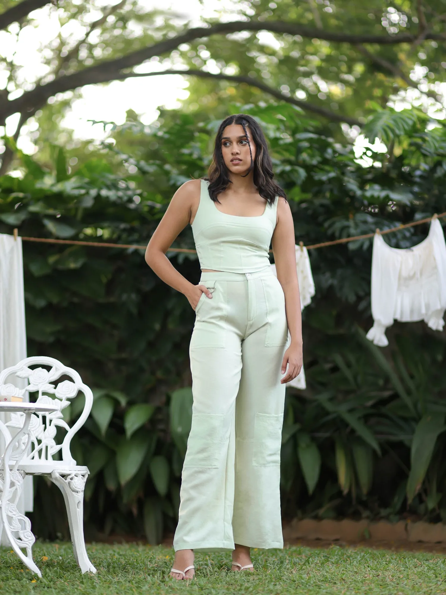 Bustier Detail Back Tie-Up Top