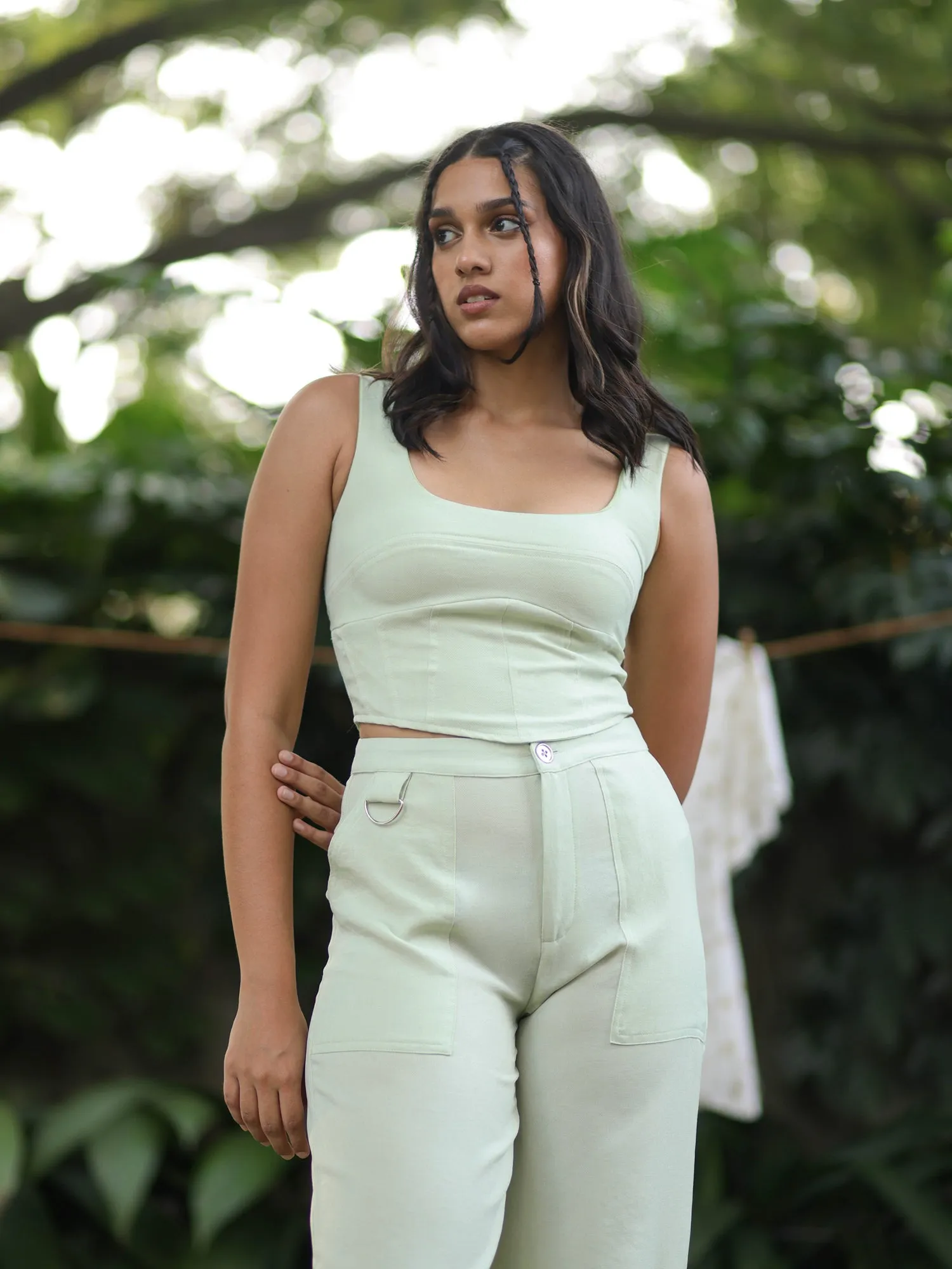Bustier Detail Back Tie-Up Top