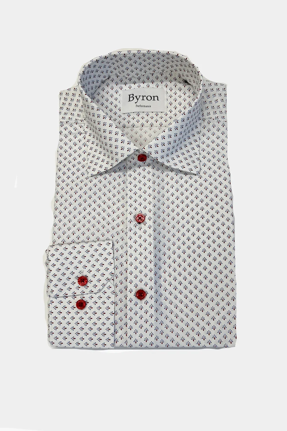 Byron Performance Navy Peacock Print Shirt