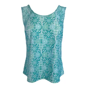 Cambridge Tank Top in Peace Love Pickleball Aqua Tides