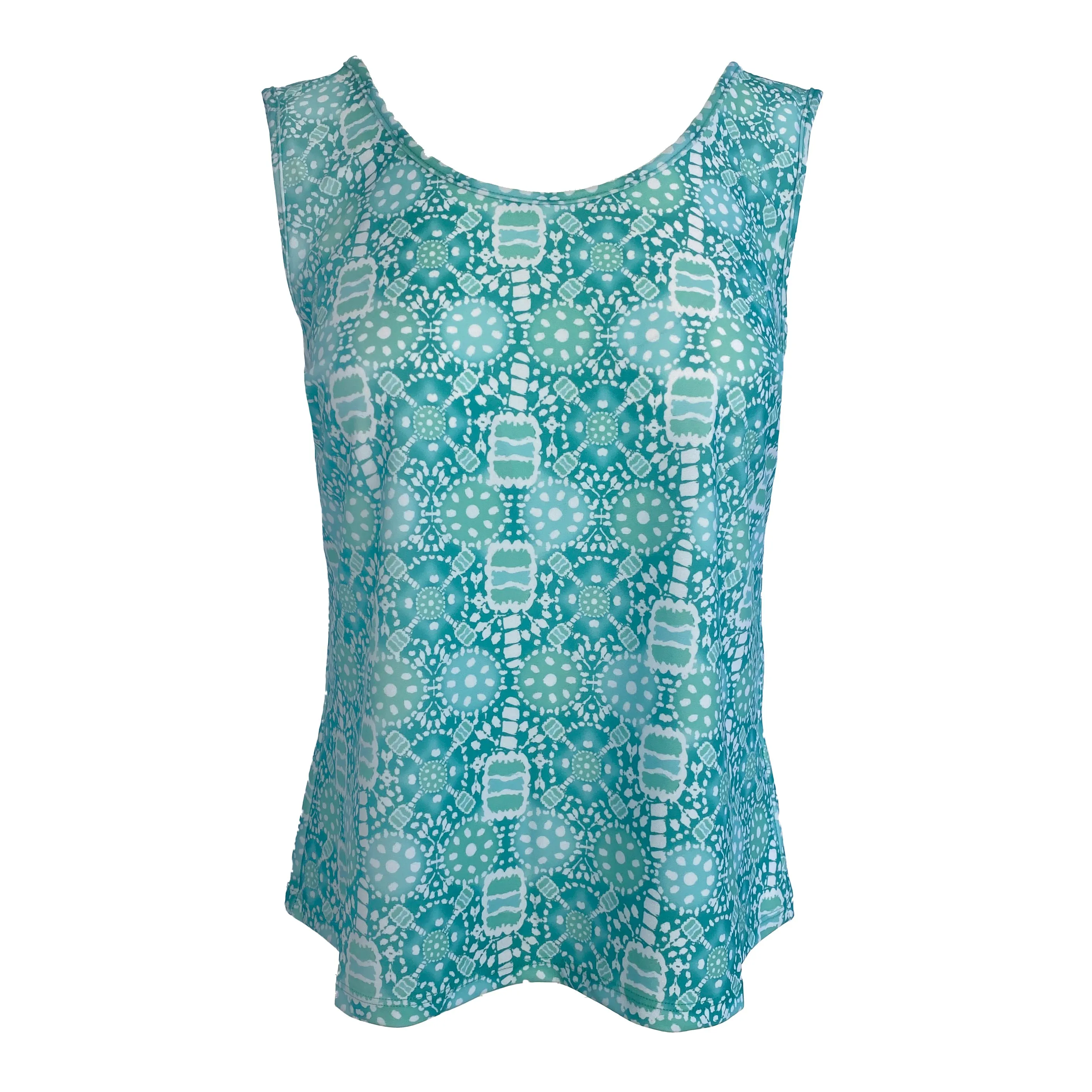 Cambridge Tank Top in Peace Love Pickleball Aqua Tides