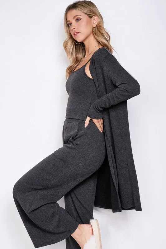 Cardigan Top and Bottom Matching Set