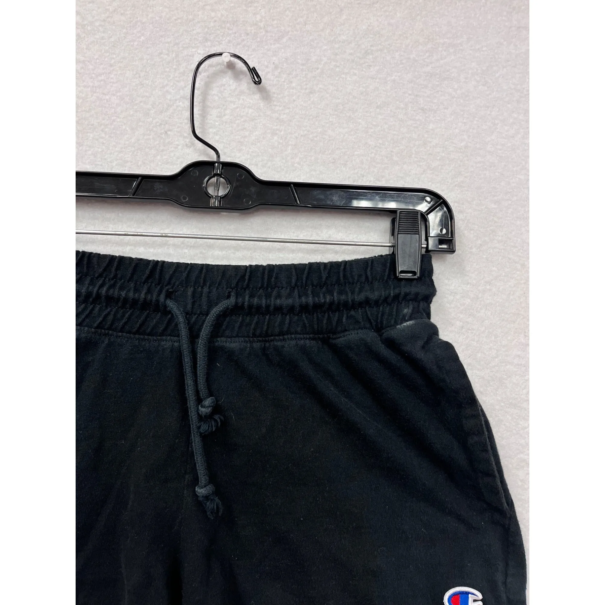 Champion Womens XS Black Cotton Athletic Shorts With Drawstring Waist & Logo Detail #8037