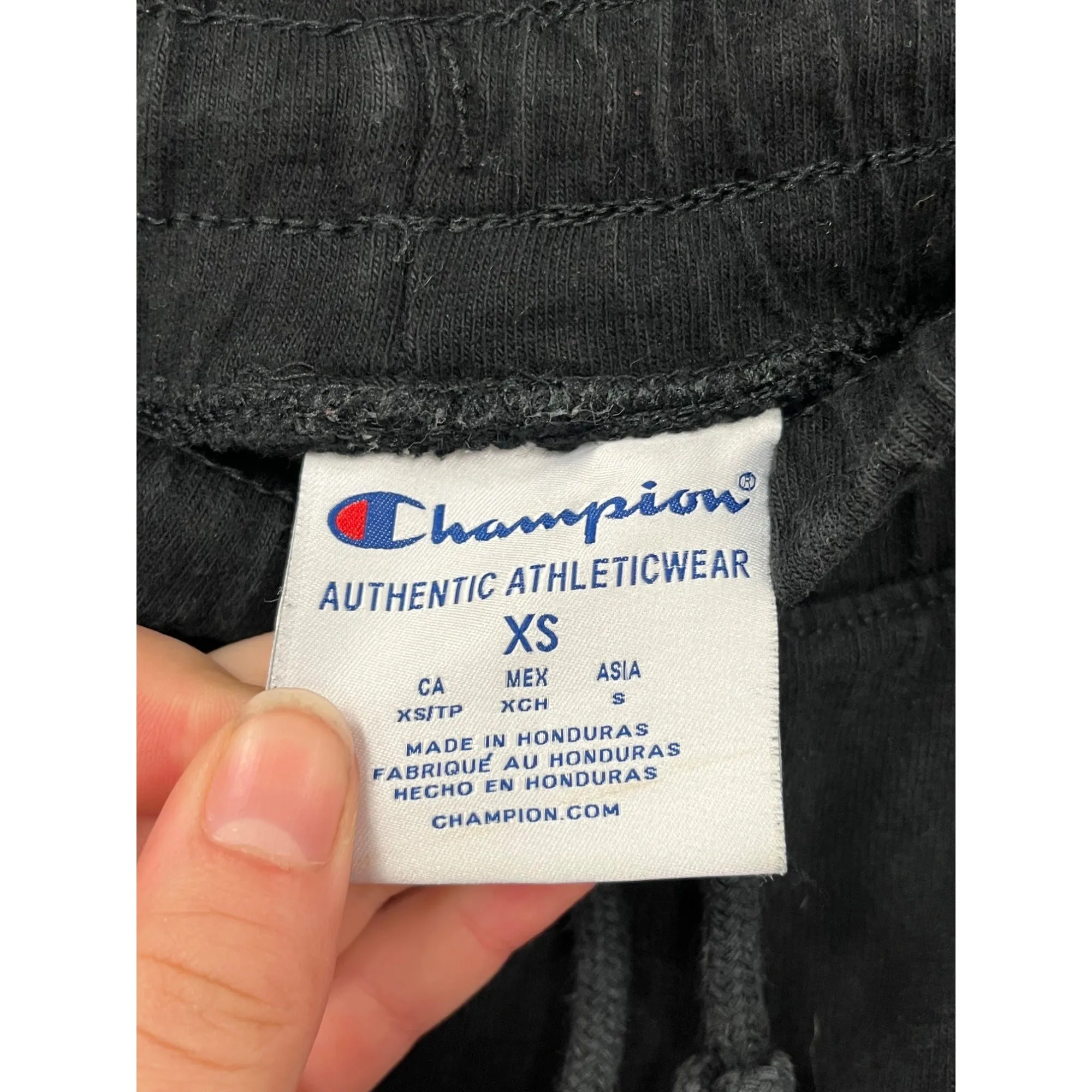 Champion Womens XS Black Cotton Athletic Shorts With Drawstring Waist & Logo Detail #8037