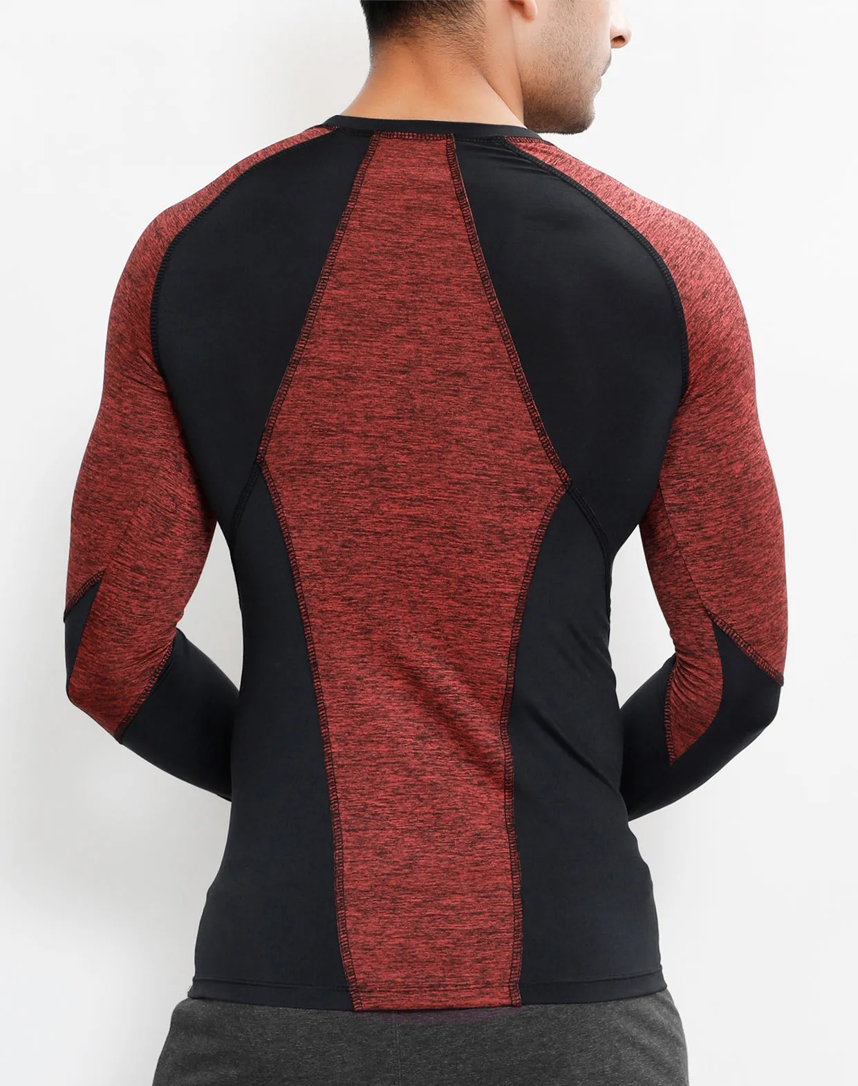 Charcoal Red Texture Full Sleeve Compression