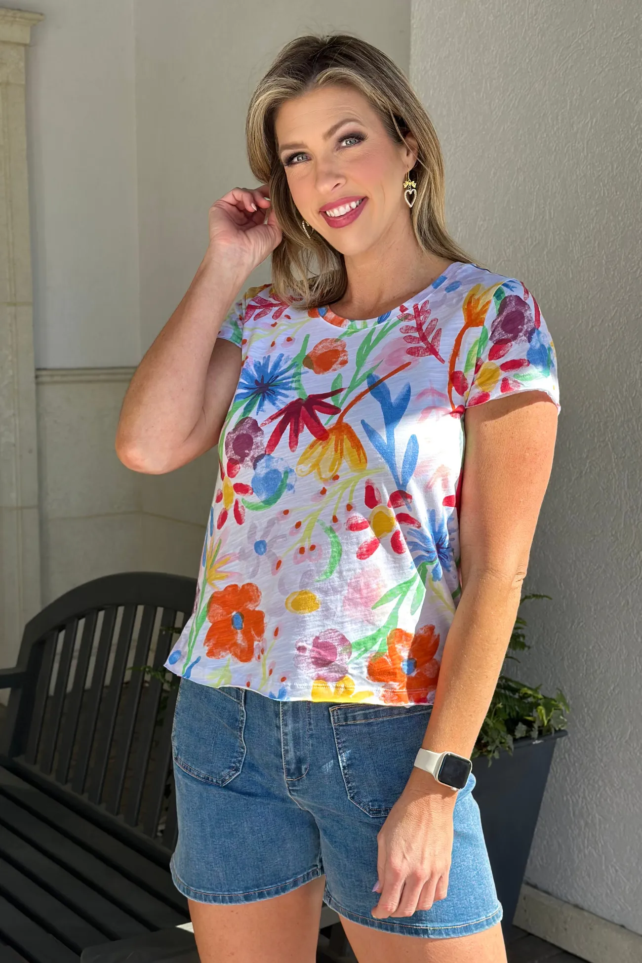 Charlie B Wildflowers Printed Organic Cotton Slub T-Shirt