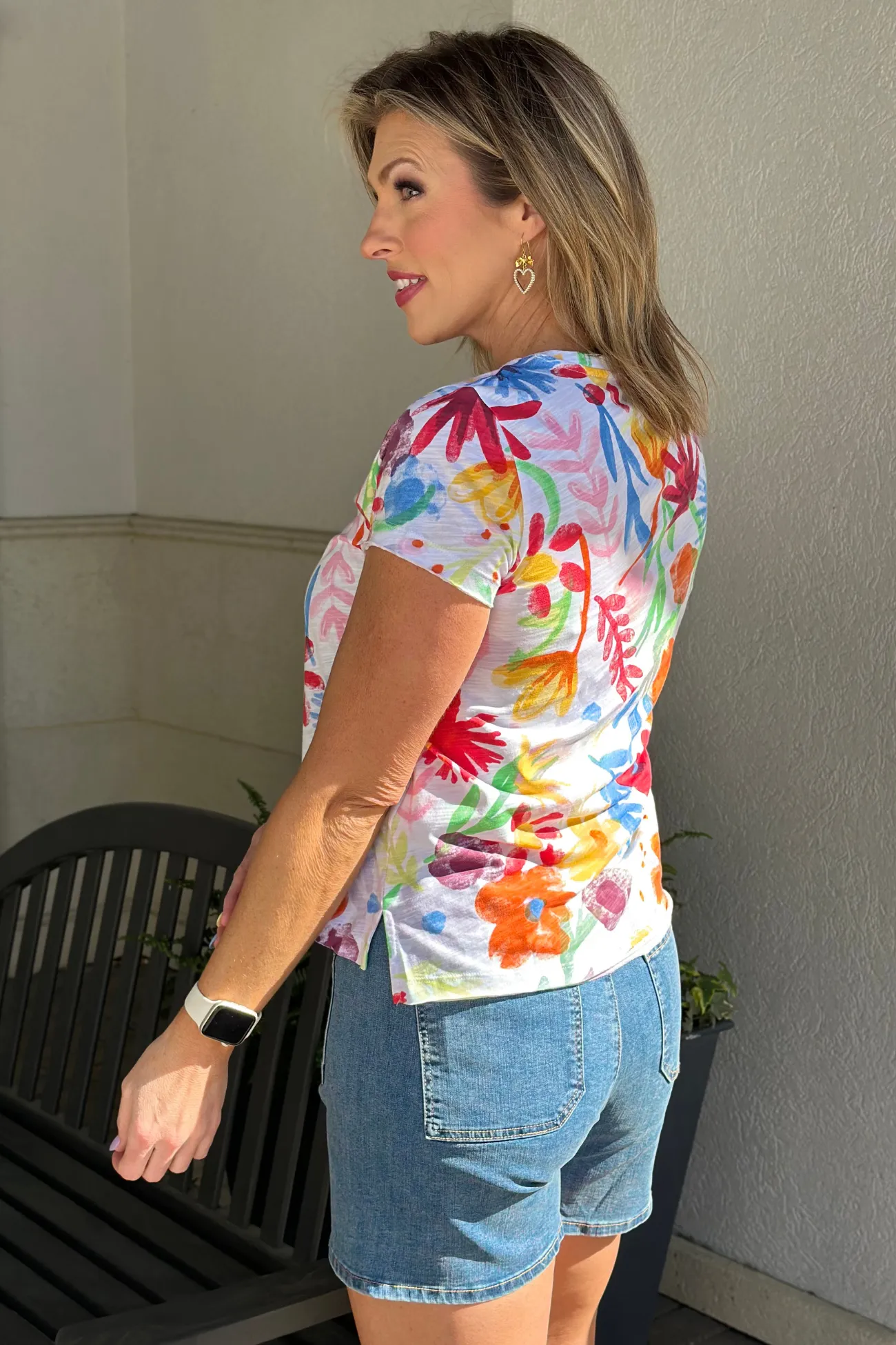 Charlie B Wildflowers Printed Organic Cotton Slub T-Shirt