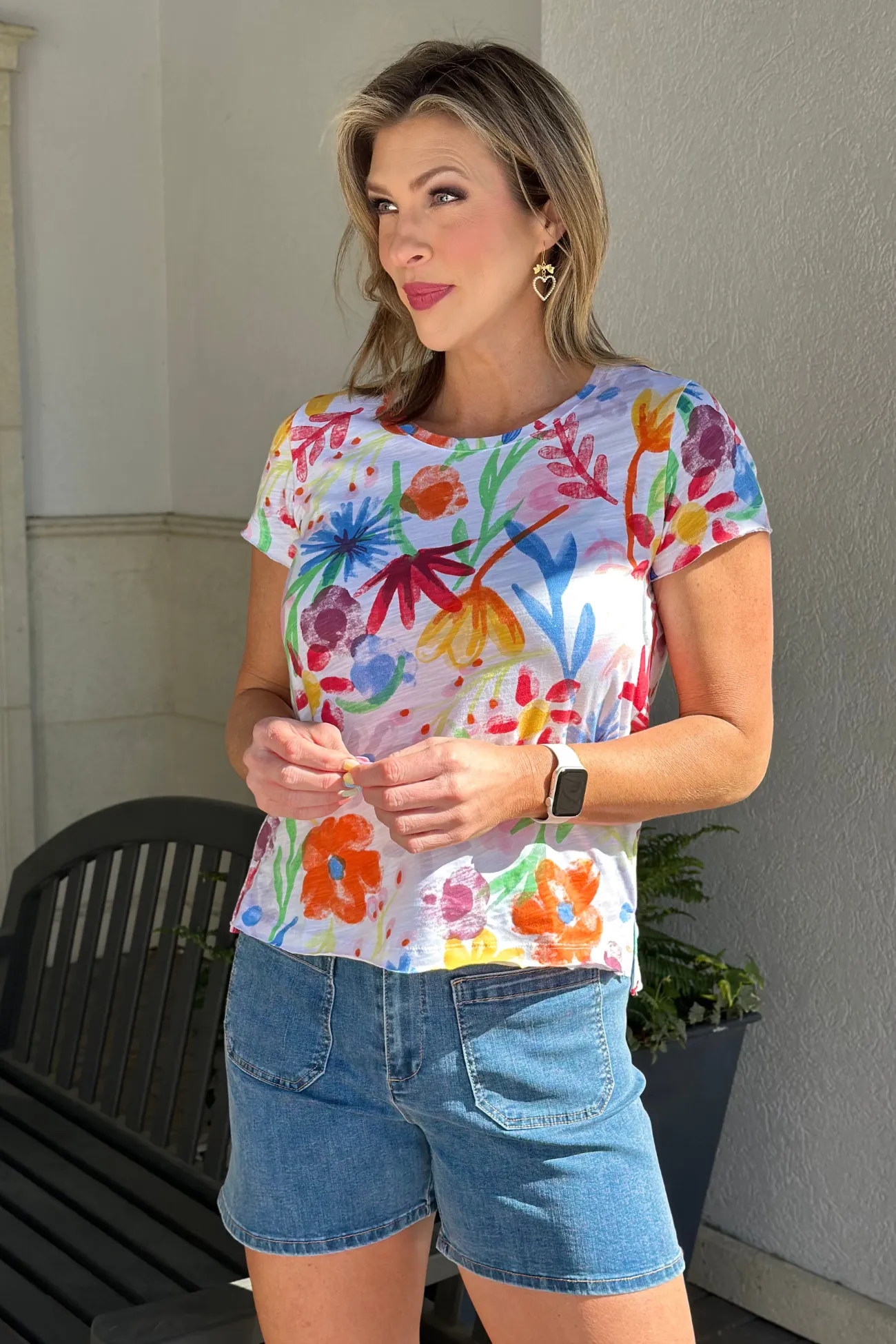 Charlie B Wildflowers Printed Organic Cotton Slub T-Shirt