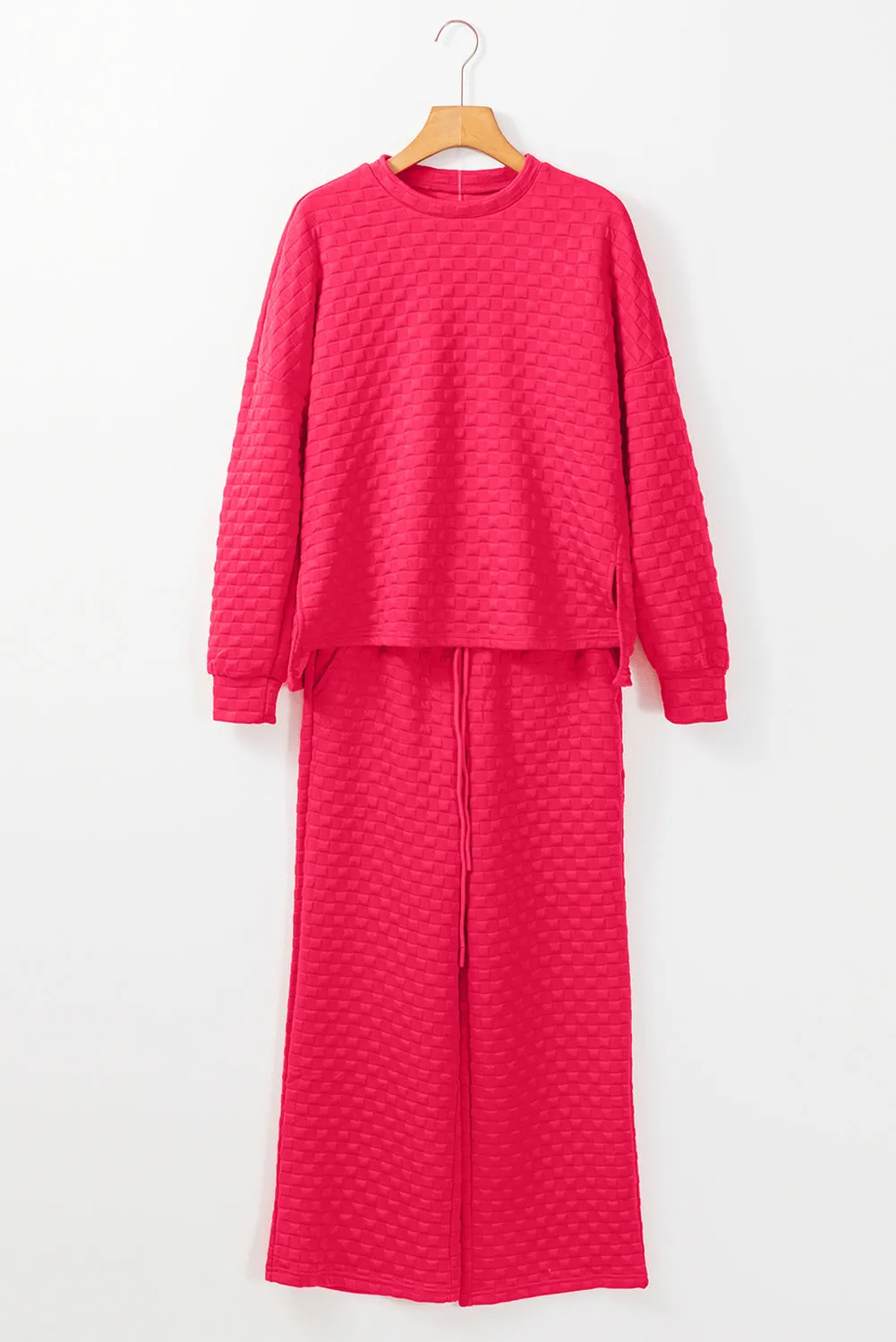 Checkered Textured Top and Pants Set