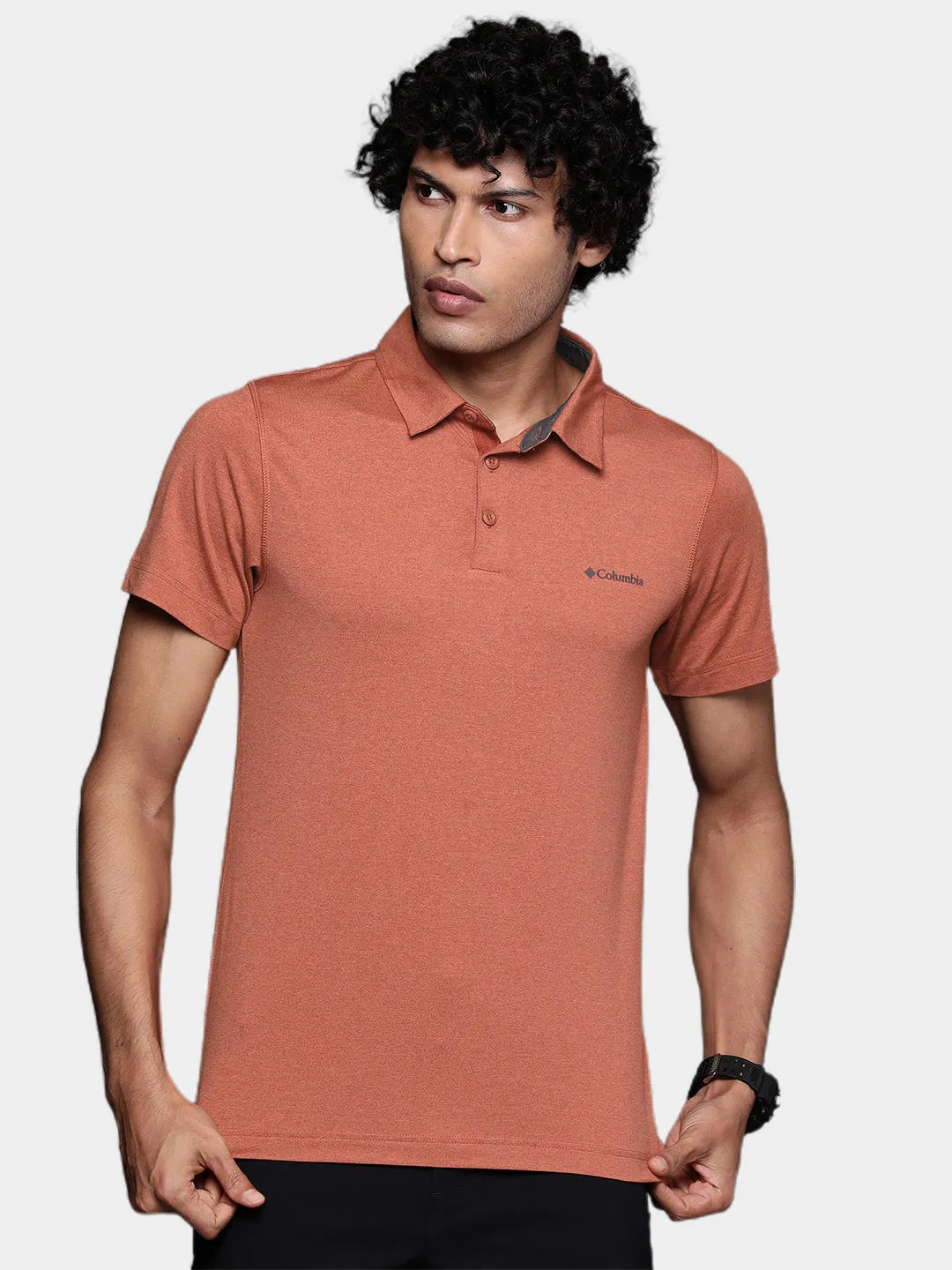 Columbia Men Orange Tech Trail Knit Polo