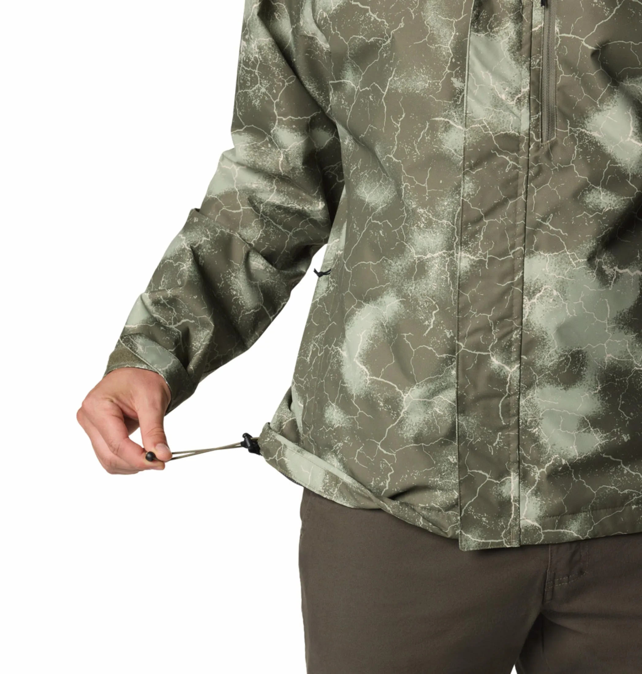 Columbia Mens Olive Omni-Tech Hikebound II Printed Rain Jacket