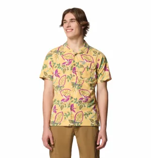 Columbia Mens Yellow Omni-Shade Broad Spectrum Tech Trail Utility Printed Woven Short Sleeve Shirt