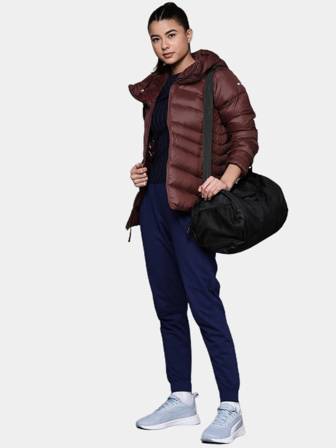Columbia Women Maroon Autumn Park Down Hooded Jacket