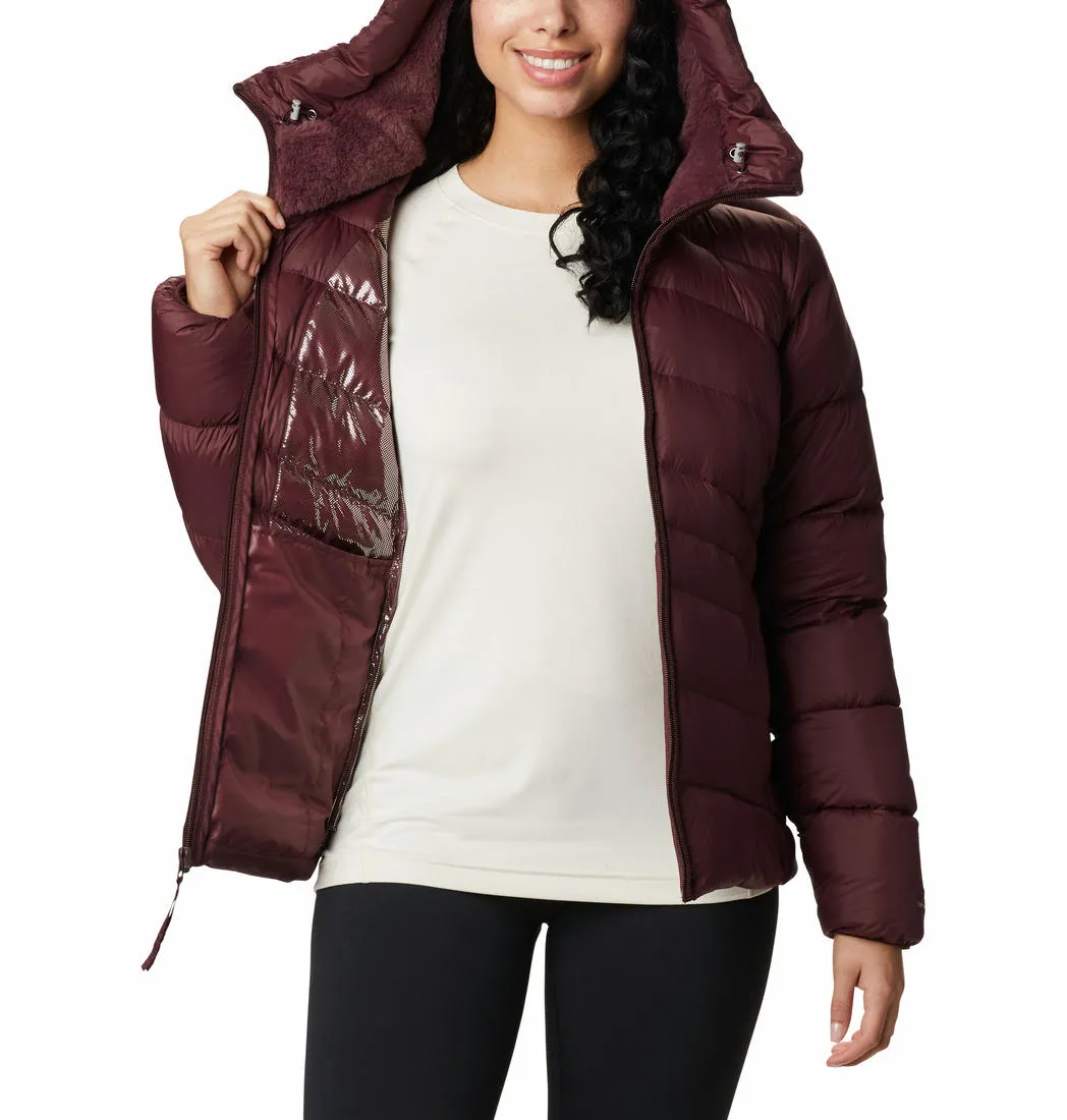 Columbia Women Maroon Autumn Park Down Hooded Jacket