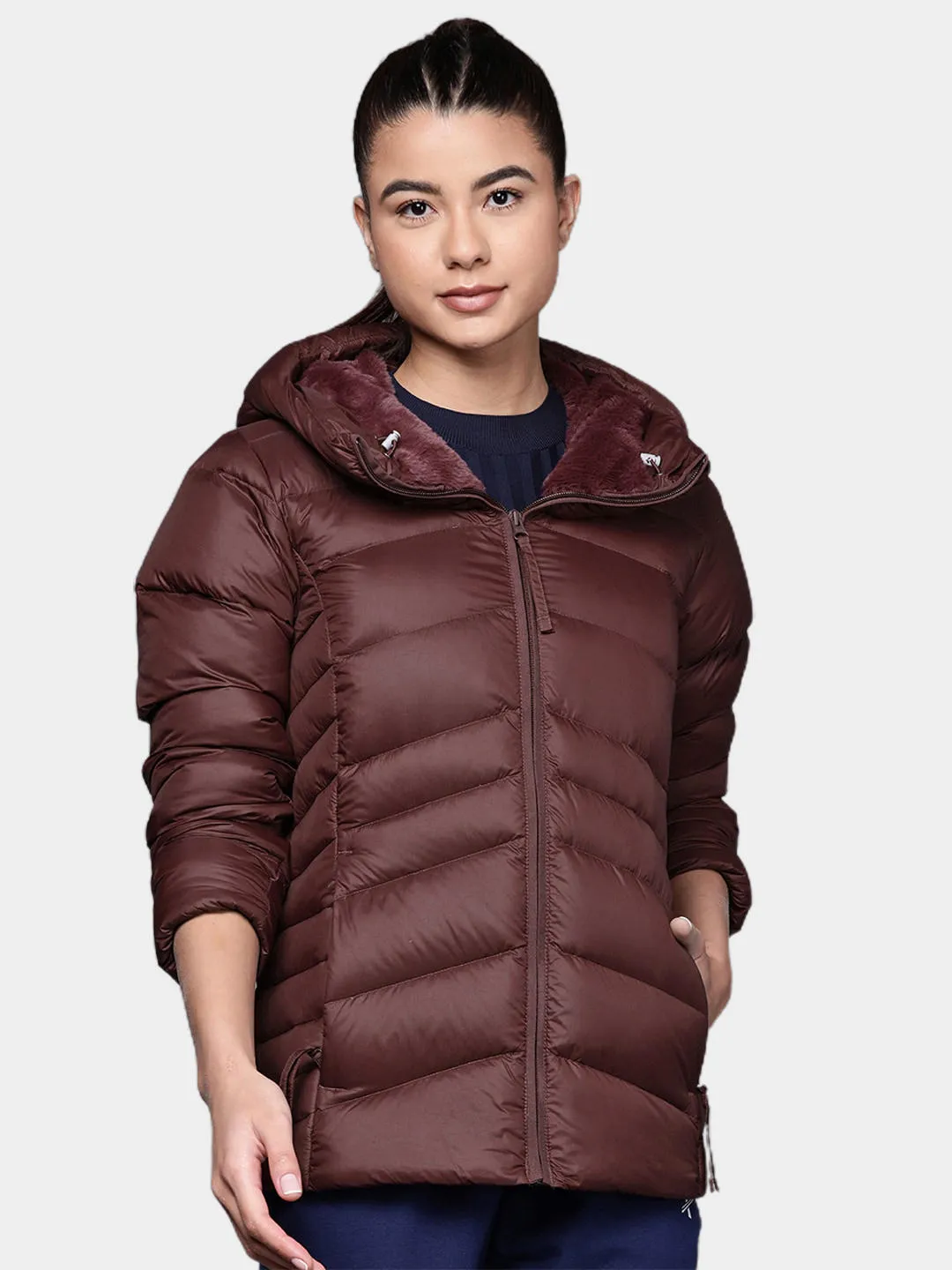 Columbia Women Maroon Autumn Park Down Hooded Jacket