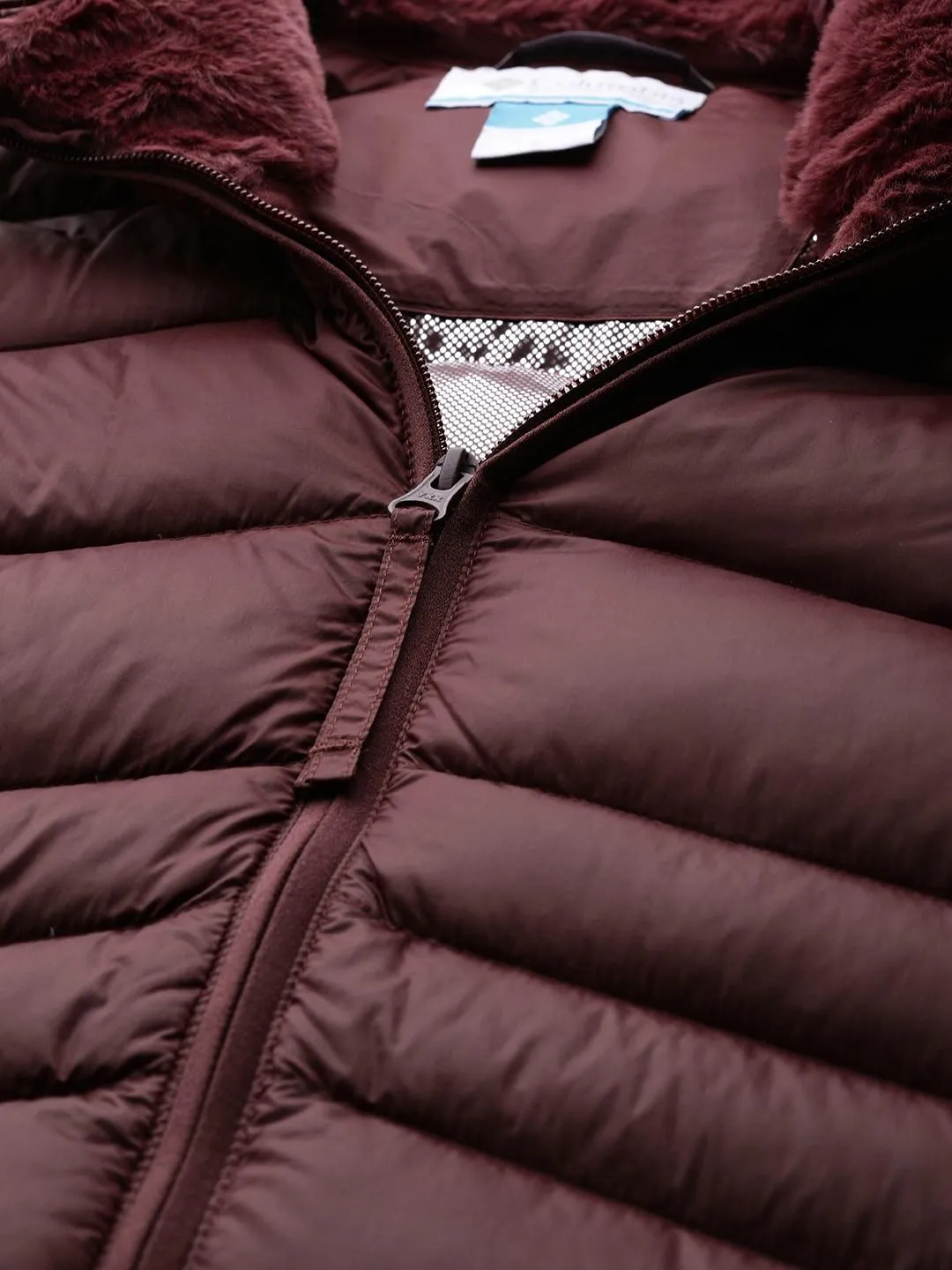 Columbia Women Maroon Autumn Park Down Hooded Jacket