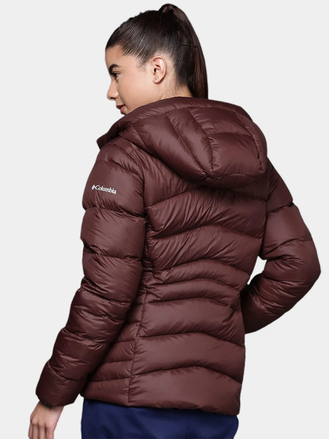 Columbia Women Maroon Autumn Park Down Hooded Jacket
