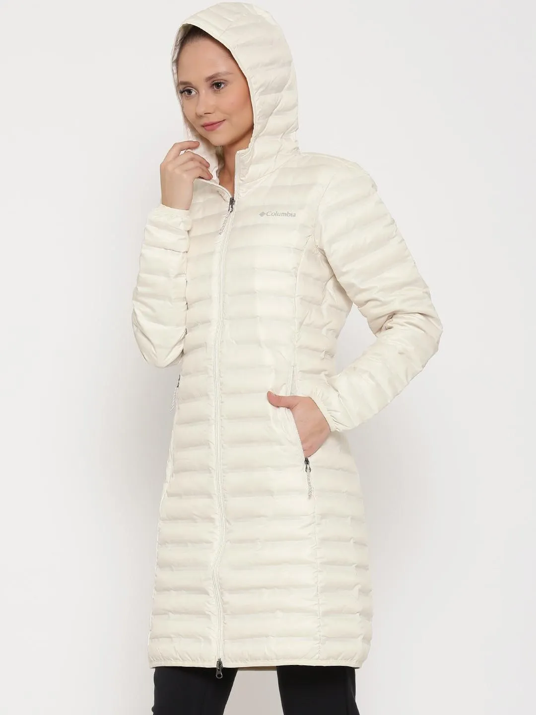 Columbia Women White Flash Forward Long Down Jacket