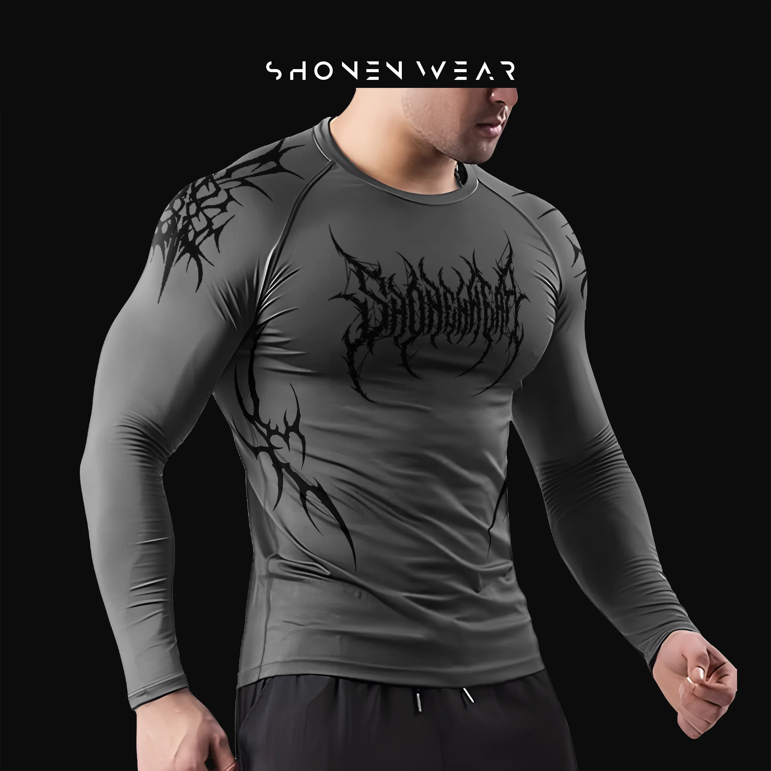 Compression shirt - Aggressive Desing / Grey Moonlight long