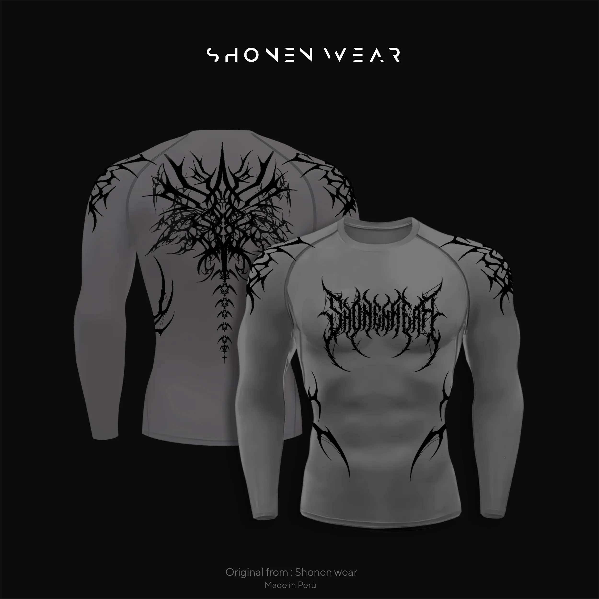 Compression shirt - Aggressive Desing / Grey Moonlight long