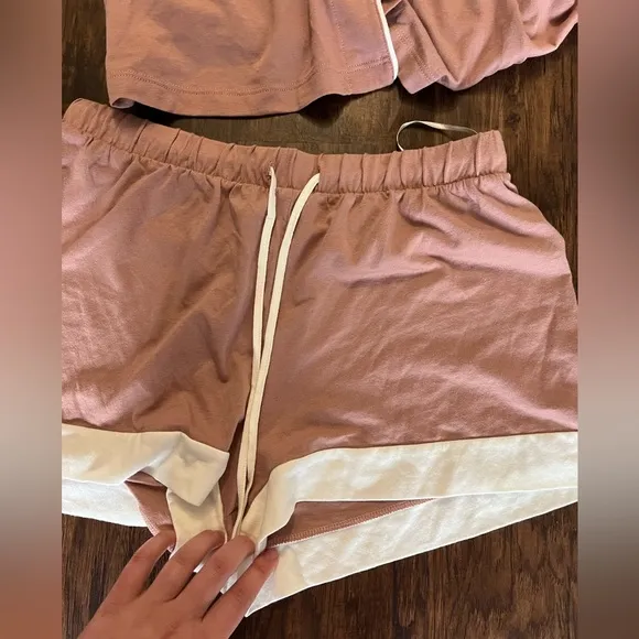 Cosabella Bella Long Sleeve Top &amp; Boxer Pajama Set in Mandorla/Moon Ivory small