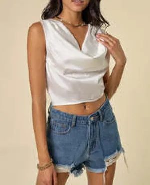Cowl Neck Tied Back Top