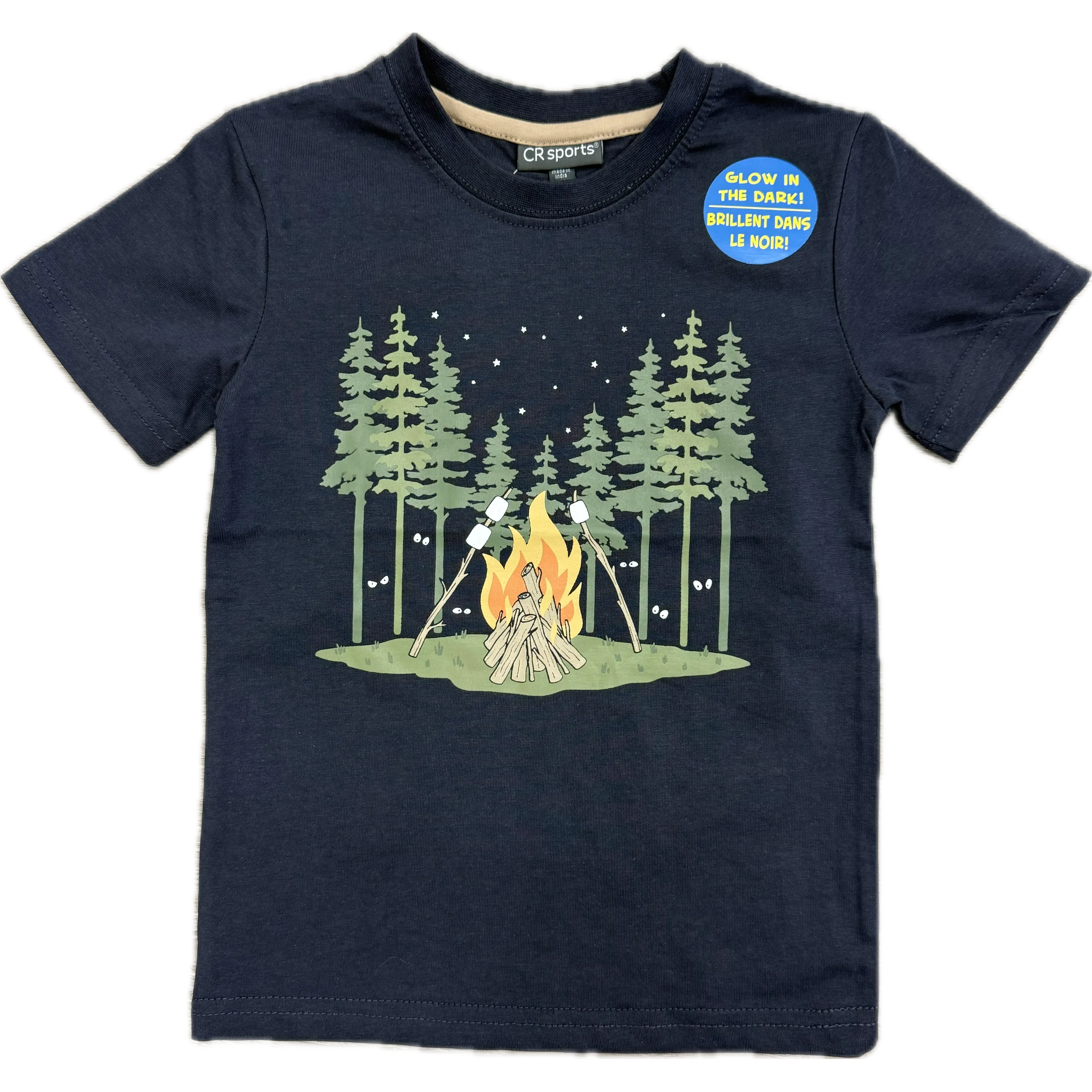 CR Sports Boy's Glow In The Dark Short Sleeve- Fire Campsite