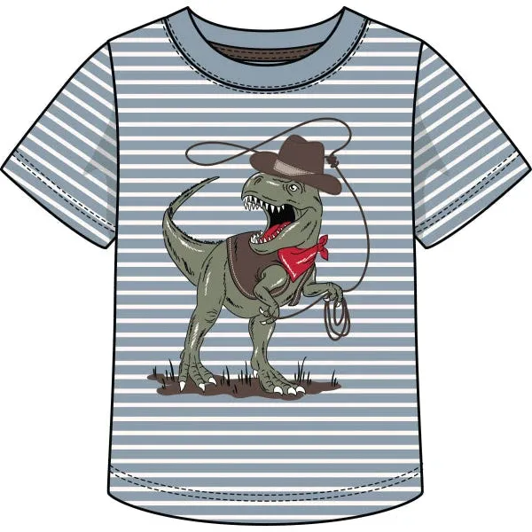 CR Sports T-Rex Cowboy Print & Applique Top