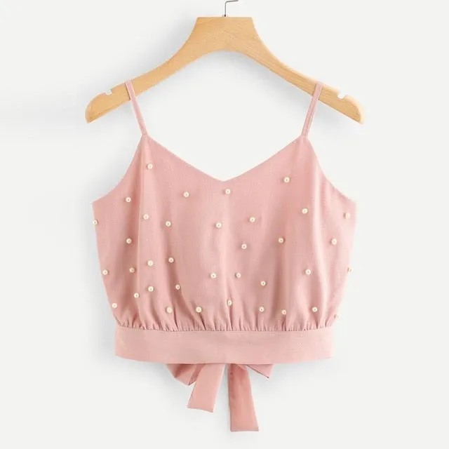Crop Top V Neck Striped Summer Tops For Women 2020 Cotton Blended Blouse Tank Tops Camisole Cropped Feminino Women's Clothing