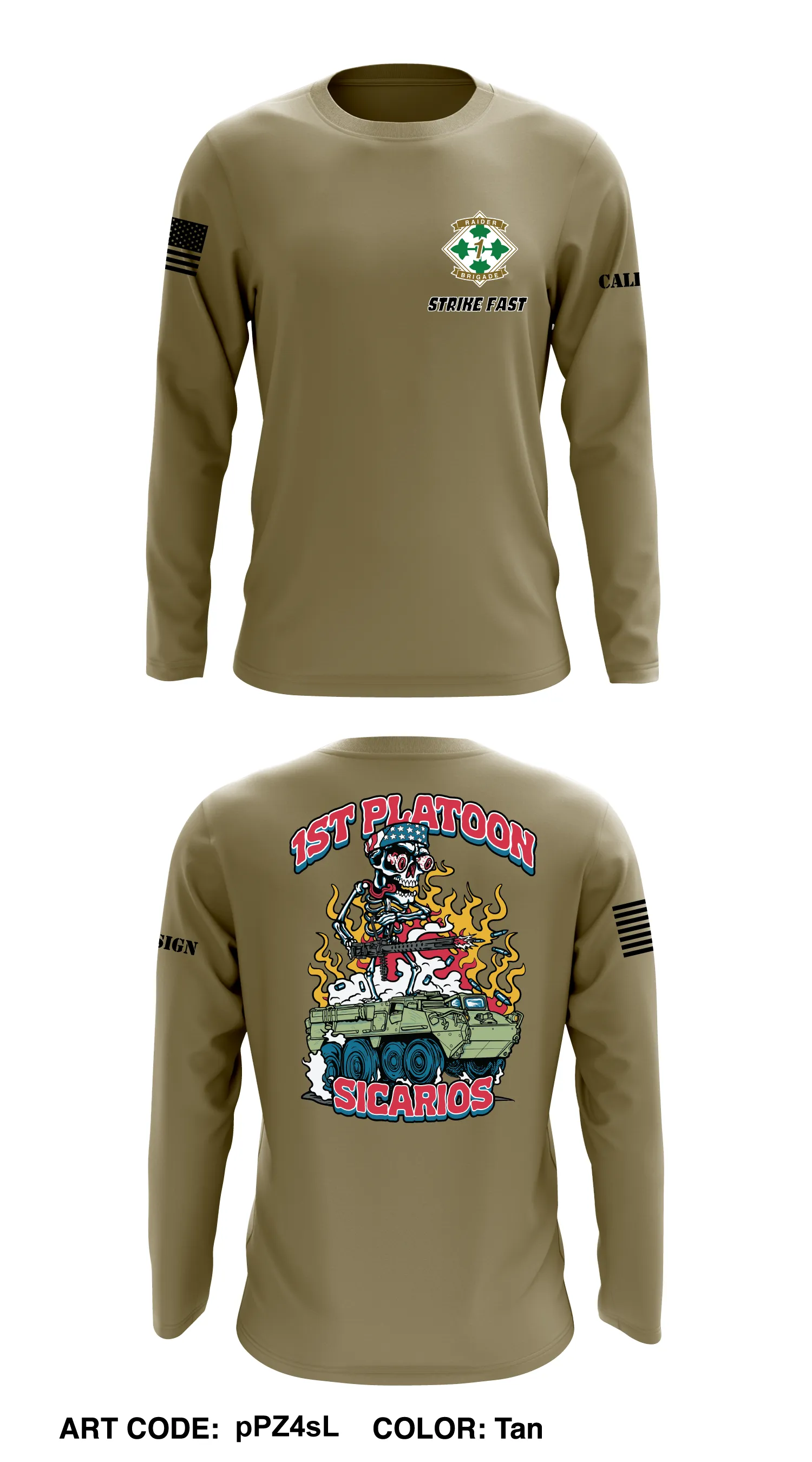 CUSTOM 1st Platoon, Brutal Company, 4-9 IN Core Men's LS Performance Tee - pPZ4sL