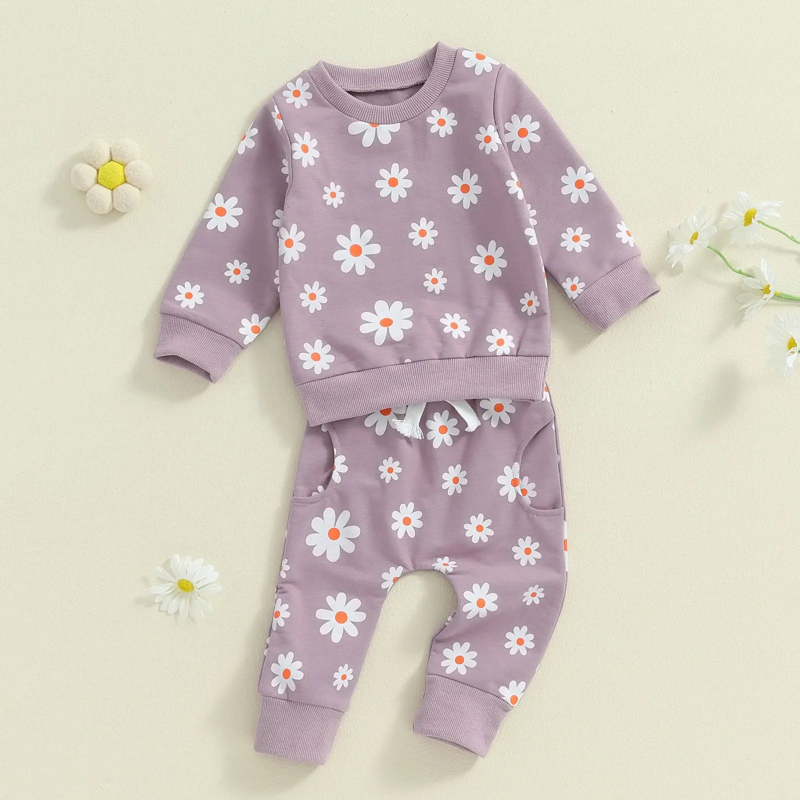 Dainty Daisy Print Loungewear Sets