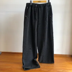 Dameged Baggy Sweat Pants BLACK