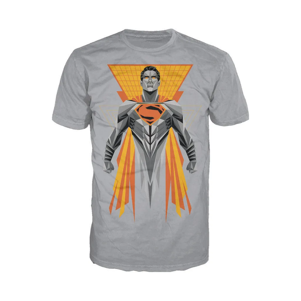 DC Batman V Superman Superman Splash Digi Cube Official Men's T-shirt (Sports Grey)