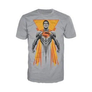 DC Batman V Superman Superman Splash Digi Cube Official Men's T-shirt (Sports Grey)