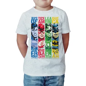 DC Comics Justice League Stripped Official Kid's T-shirt (Sports Grey)