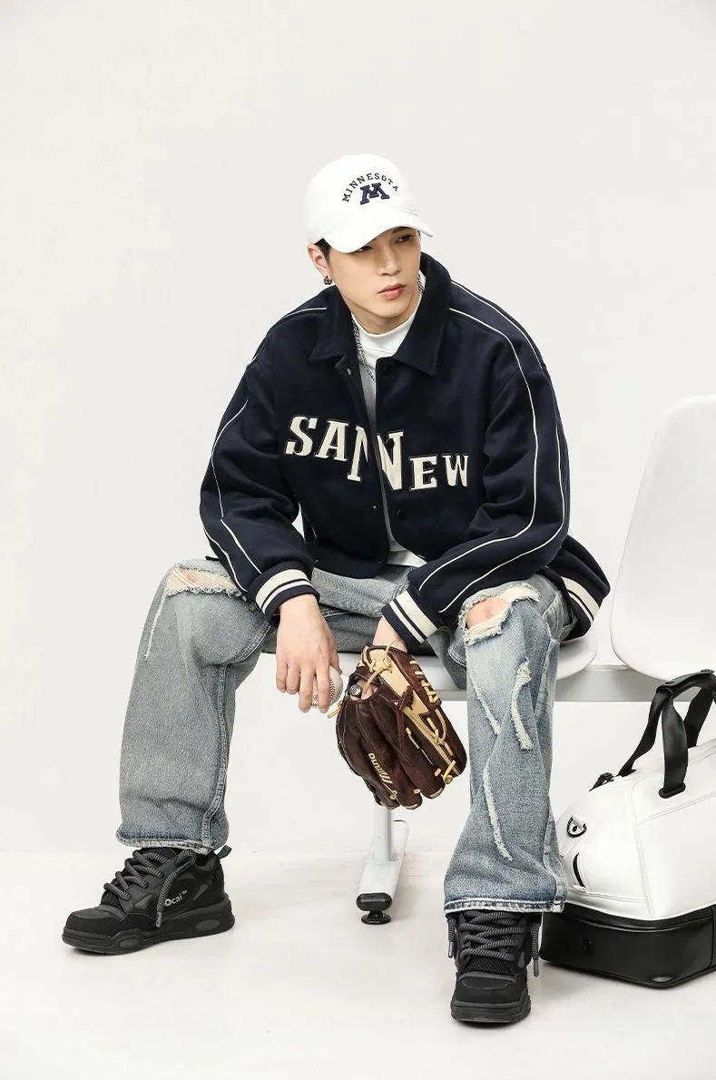 Double-sided Fleece Track Jacket Featuring Elastic Band Cuffs
