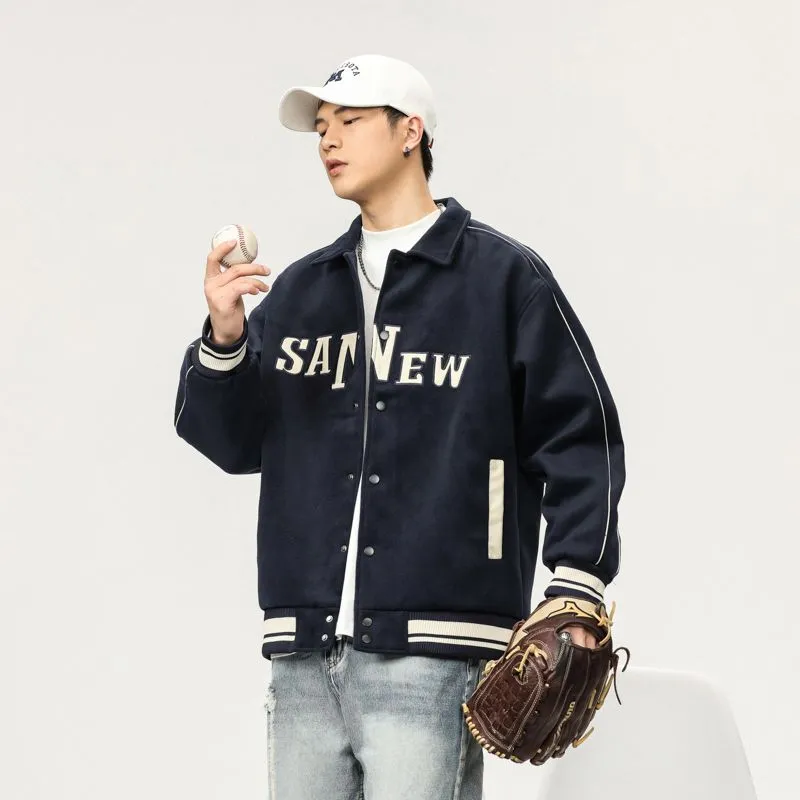 Double-sided Fleece Track Jacket Featuring Elastic Band Cuffs