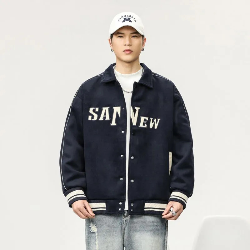 Double-sided Fleece Track Jacket Featuring Elastic Band Cuffs