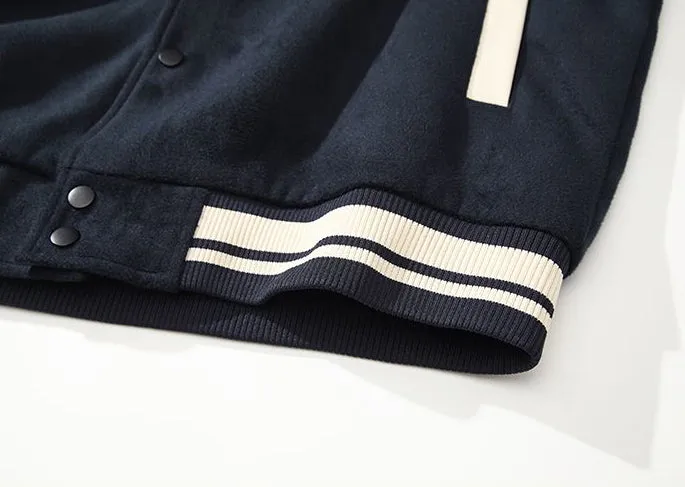 Double-sided Fleece Track Jacket Featuring Elastic Band Cuffs