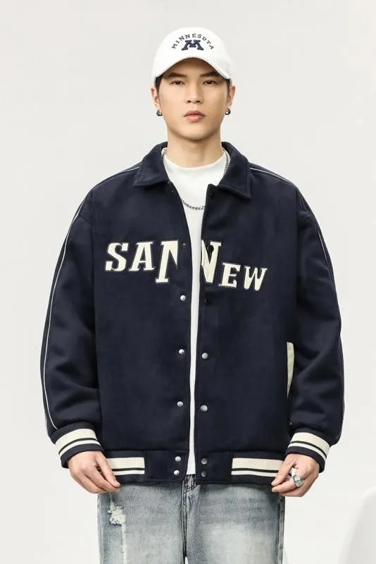 Double-sided Fleece Track Jacket Featuring Elastic Band Cuffs